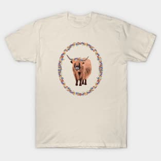 Floral Highland Cow T-Shirt